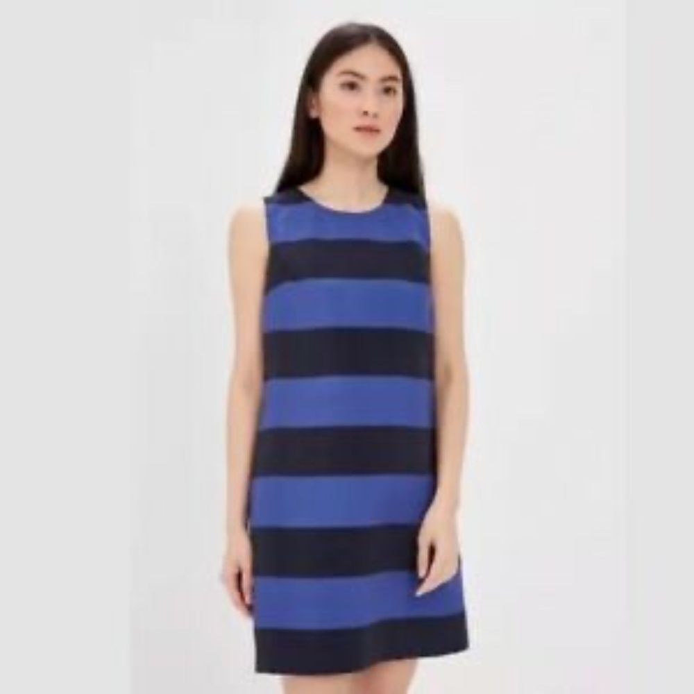 Banana Republic NWT Black And Blue‎ Shimmer Striped  Shift Dress Sz 2